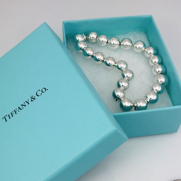 Tiffany HardWear Ball Bracelet in Silver 10mm Beads - 9.5" RARE Extra Large - Picture 1 of 5